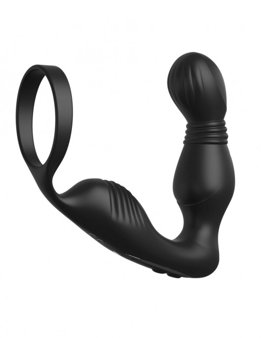 Черный вибростимулятор простаты с эрекционным кольцом Ass-Gasm Pro P-Spot Milker - Pipedream - в Реутове купить с доставкой