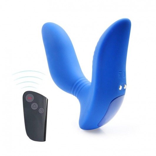 Синий вибромассажер простаты 3,5’’ Remote Control Curve P-spot Massager - 12 см. - Erokay - в Реутове купить с доставкой
