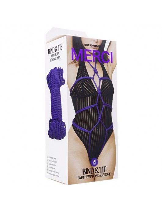 Фиолетовая верёвка для связывания и фиксации Bind Tie - 15,24 м. - Doc Johnson - купить с доставкой в Реутове