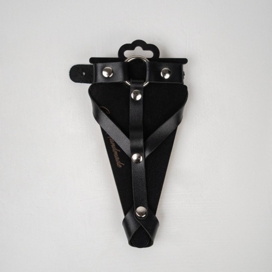 Черный кожаный браслет с кольцом - Crazy Handmade - купить с доставкой в Реутове