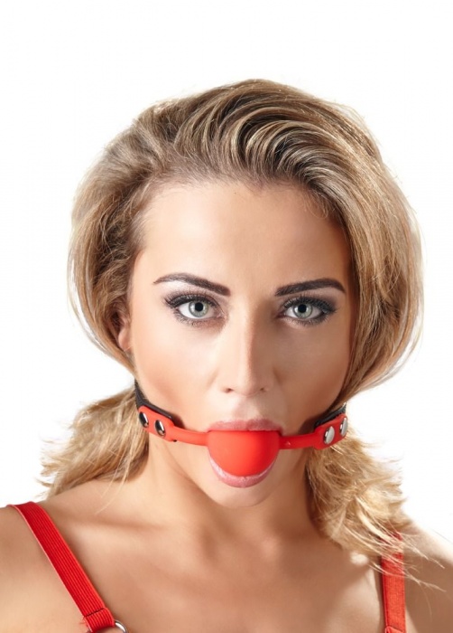 Силиконовый кляп-шар на чёрных ремешках Red Gag silicone - Orion - купить с доставкой в Реутове