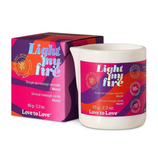 Массажная свеча Light My Fire с ароматом моной - 80 мл. - Love to Love - купить с доставкой в Реутове