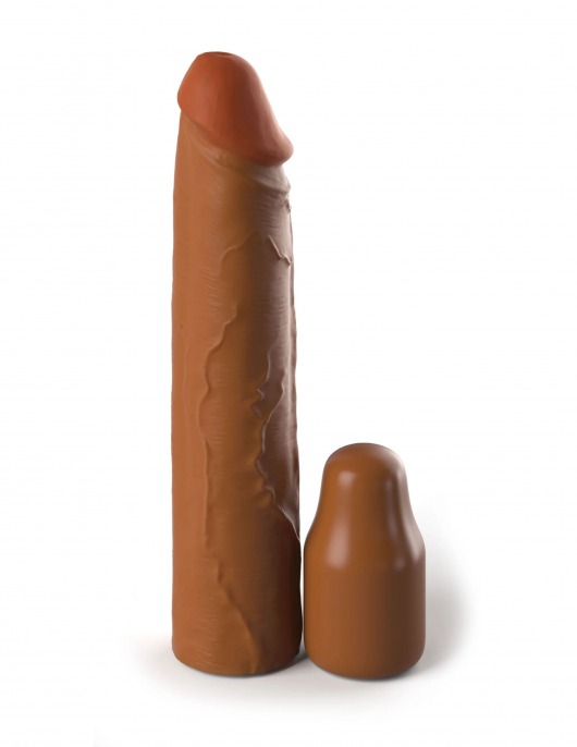 Коричневая насадка на член 2  Silicone X-tension - 20,3 см. - Pipedream - в Реутове купить с доставкой