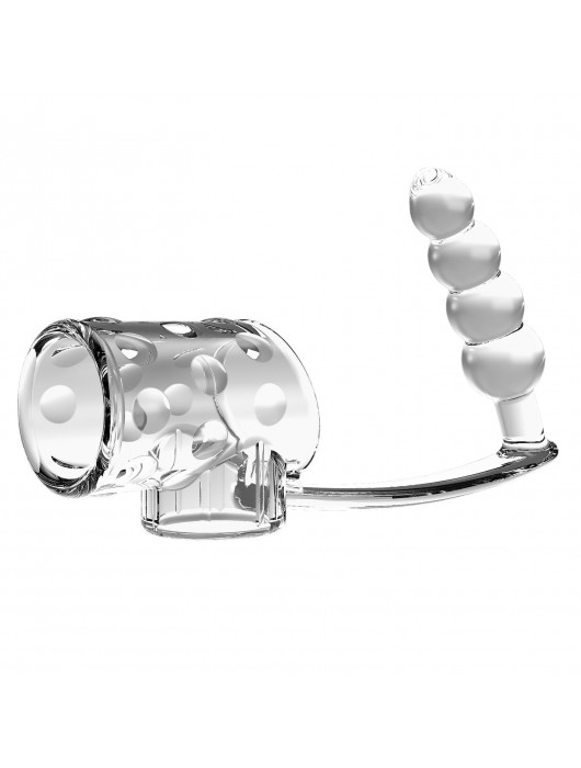 Прозрачная насадка на пенис и мошонку с анальным стимулятором Rilley - Baile - в Реутове купить с доставкой