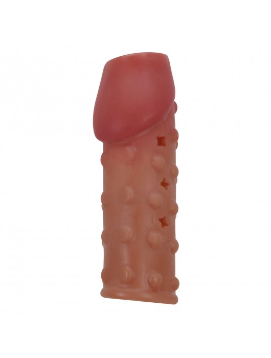 Телесная открытая насадка на пенис с бугорками - 19,8 см. - Baile - в Реутове купить с доставкой