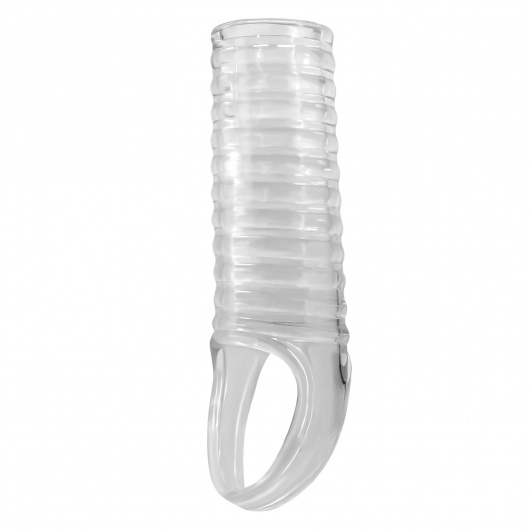 Прозрачная насадка на пенис с ребрышками и подхватом мошонки - Baile - в Реутове купить с доставкой