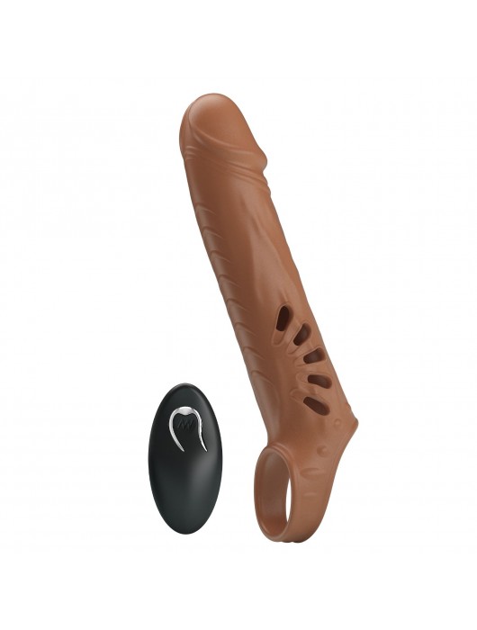 Коричневая вибронасадка с подхватом мошонки и пультом ДУ - Baile - в Реутове купить с доставкой