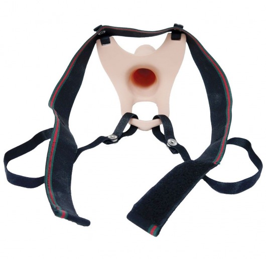 Телесный полый страпон на ремешках - 16,5 см. - Boys of Toys - купить с доставкой в Реутове