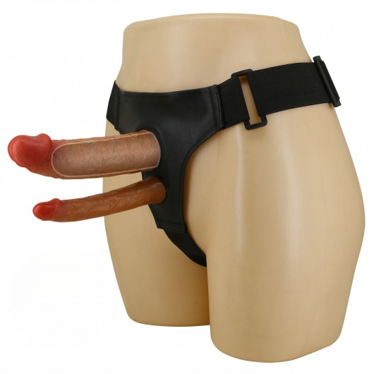 Темно-бежевый фаллопротез для двойного проникновения - 17,5 см. - Baile - купить с доставкой в Реутове