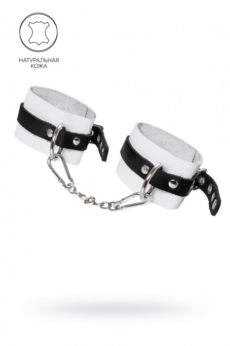 Бело-черные мягкие оковы с одним ремешком и люверсами - Pecado - купить с доставкой в Реутове