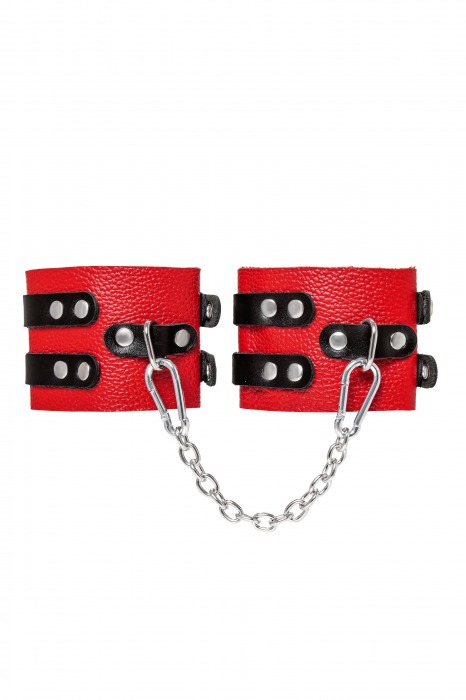 Красно-черные мягкие оковы с двумя ремешками с люверсами - Pecado - купить с доставкой в Реутове