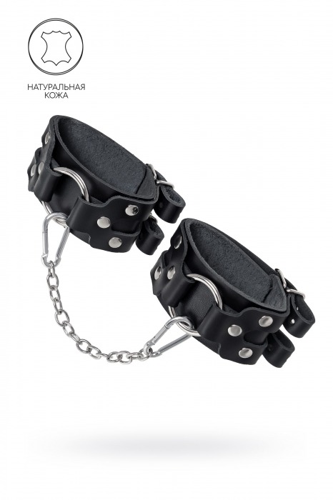 Черные кожаные оковы с двумя ремешками - Pecado - купить с доставкой в Реутове