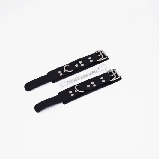 Черные кожаные наручники с регулируемыми ремешками - Crazy Handmade - купить с доставкой в Реутове