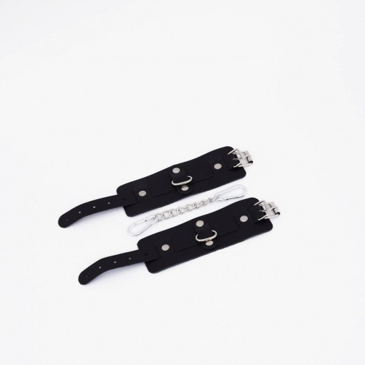 Черные кожаные наручники с хромированной фурнитурой - Crazy Handmade - купить с доставкой в Реутове