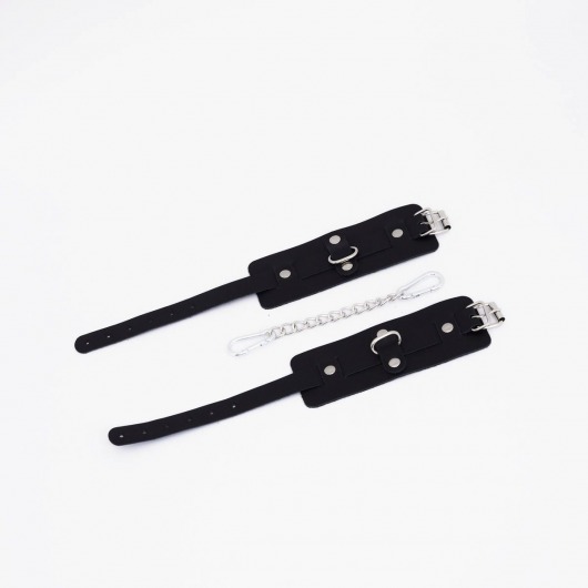 Черные кожаные оковы с хромированной фурнитурой - Crazy Handmade - купить с доставкой в Реутове