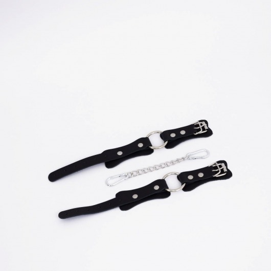 Черные кожаные оковы с кольцом - Crazy Handmade - купить с доставкой в Реутове