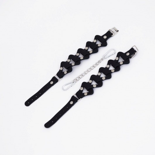 Черные кожаные наручники из звеньев - Crazy Handmade - купить с доставкой в Реутове