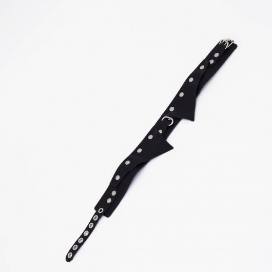 Черный однослойный кожаный ошейник с имитацией воротничка - Crazy Handmade - купить с доставкой в Реутове