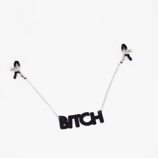 Зажимы на соски с кожаной подвеской Bitch - Crazy Handmade - купить с доставкой в Реутове