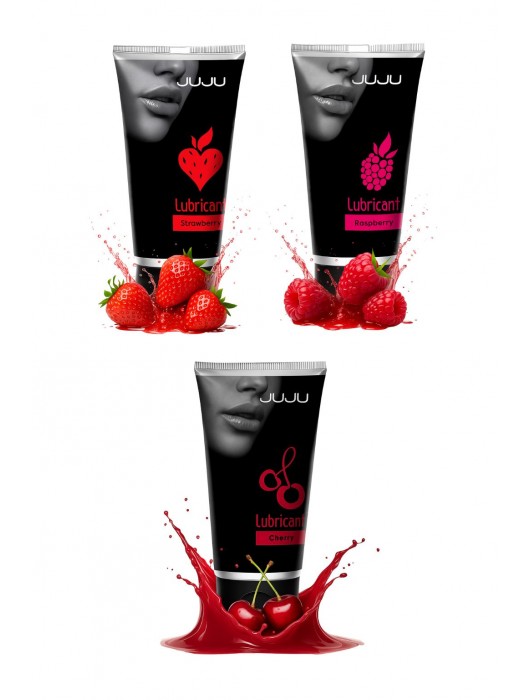 Набор из 3 съедобных лубрикантов JUJU (клубника, малина, вишня) - JuJu - купить с доставкой в Реутове