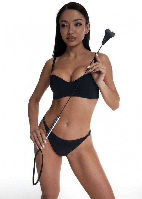 Стек с черным кожаным наконечником в виде сердца и металлической ручкой - 67 см. - Crazy Handmade - купить с доставкой в Реутове