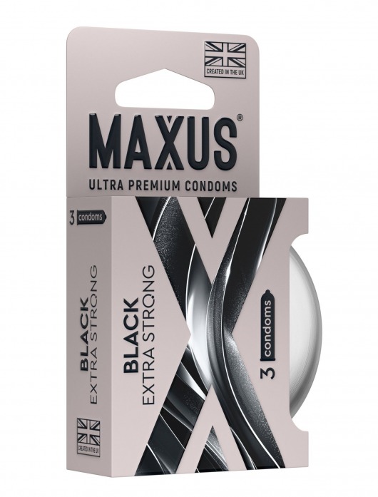 Черные утолщенные презервативы MAXUS Extra Strong с железным кейсом - 3 шт. - Maxus - купить с доставкой в Реутове