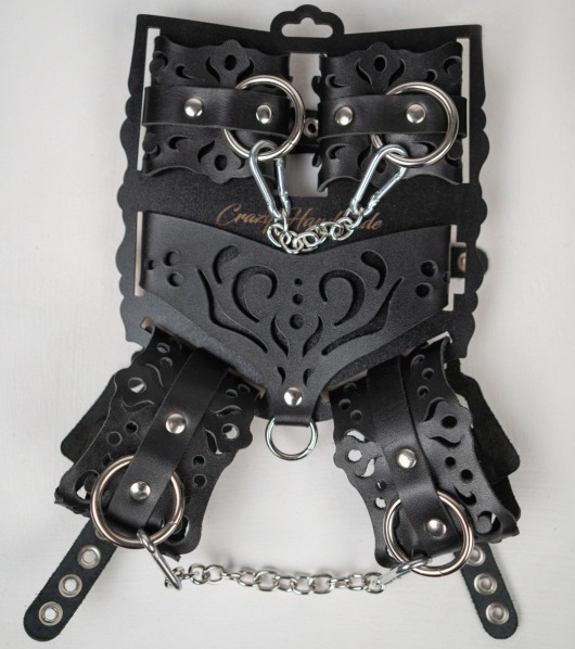 Черный ажурный кожаный набор фиксаций - Crazy Handmade - купить с доставкой в Реутове