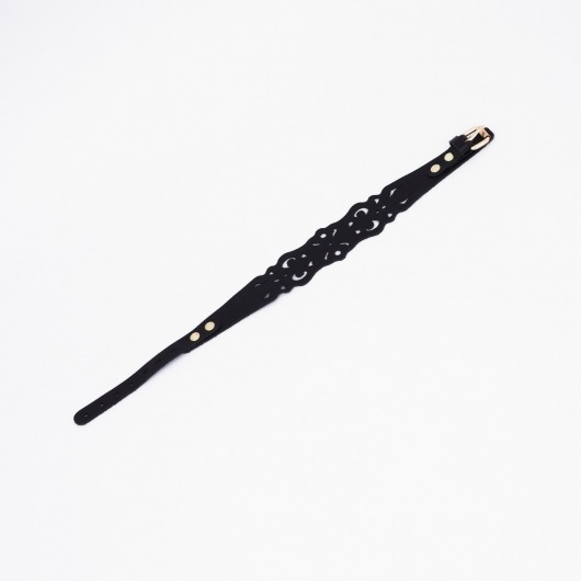 Черный ажурный чокер с золотистой фурнитурой - Crazy Handmade - купить с доставкой в Реутове