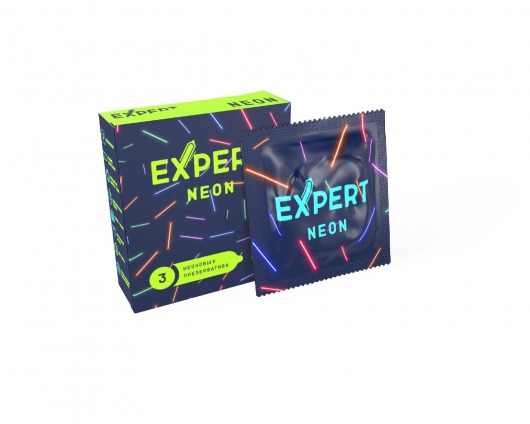 Светящиеся в темноте презервативы Expert Neon - 3 шт. - Expert - купить с доставкой в Реутове