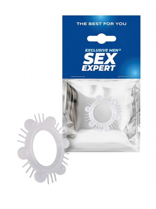 Эластичное эрекционное кольцо с шипиками и шариками - Sex Expert - в Реутове купить с доставкой