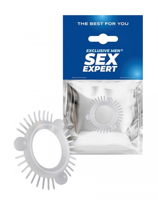 Эластичное эрекционное кольцо с 3 шариками и шипами - Sex Expert - в Реутове купить с доставкой