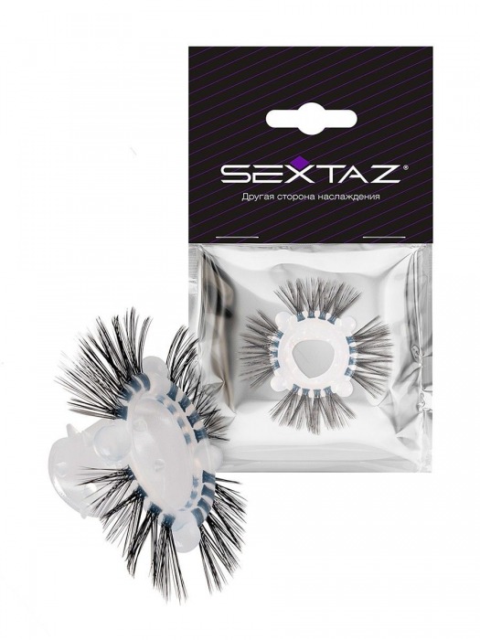 Эластичное эрекционное кольцо с черными «ресничками» - Sextaz - в Реутове купить с доставкой