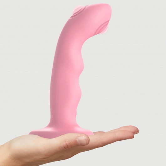Розовая насадка-стимулятор Strap-On-Me Tapping Dildo Wave - Strap-on-me - купить с доставкой в Реутове