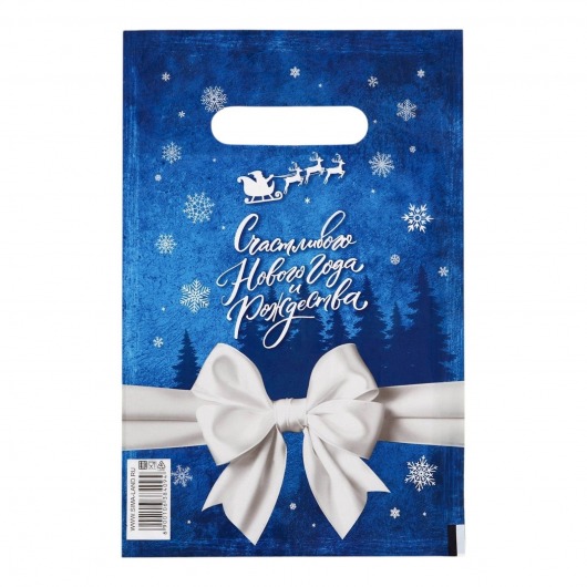 Сине-белый подарочный новогодний пакет с вырубной ручкой (20х30 см) - Сима-Ленд - купить с доставкой в Реутове