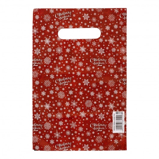 Красный подарочный новогодний пакет с вырубной ручкой (20х30 см) - Сима-Ленд - купить с доставкой в Реутове