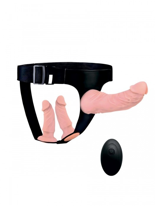 Женский страпон с 3 насадками и вибрацией - Erowoman-Eroman - купить с доставкой в Реутове