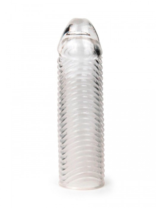 Прозрачная закрытая насадка на пенис с ребрышками - 16 см. - Sex Expert - в Реутове купить с доставкой