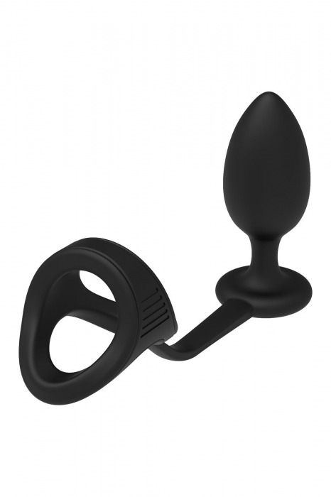 Черное эрекционное кольцо с анальной пробкой Cockstrap With Anal Plug - Dream Toys - в Реутове купить с доставкой
