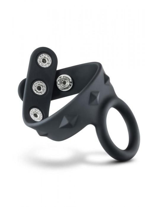 Черное эрекционное кольцо с подхватом мошонки на кнопках VS6 - Blush Novelties - в Реутове купить с доставкой