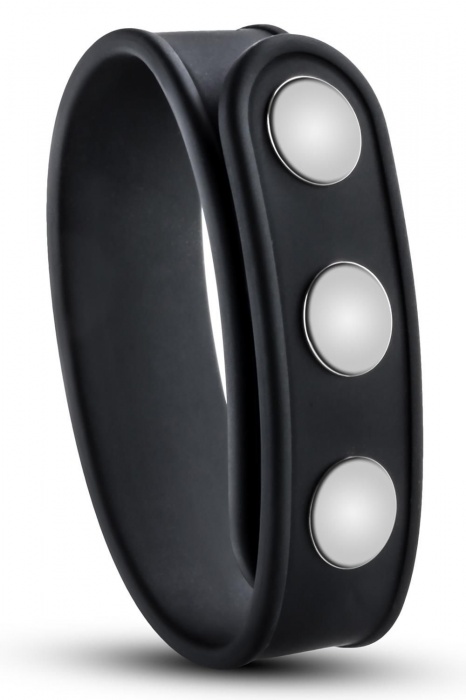 Черное эрекционное кольцо на кнопках - Blush Novelties - в Реутове купить с доставкой