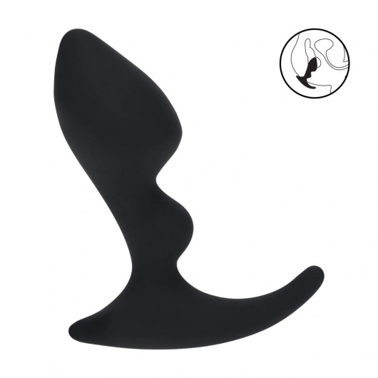 Черная анальная пробка для массажа простаты Double Ripple Silicone Prostate Massager - Shots Media BV - в Реутове купить с доставкой