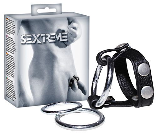 Подхват для мошонки с 3 съемными эрекционными кольцами Leder-Riemen - Orion - в Реутове купить с доставкой