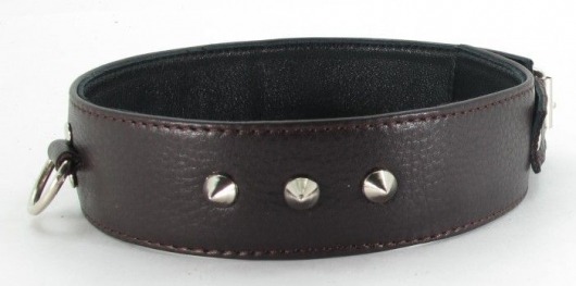 Коричневый кожаный ошейник с кольцом увеличенного размера - БДСМ Арсенал - купить с доставкой в Реутове