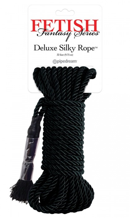 Черная веревка для фиксации Deluxe Silky Rope - 9,75 м. - Pipedream - купить с доставкой в Реутове