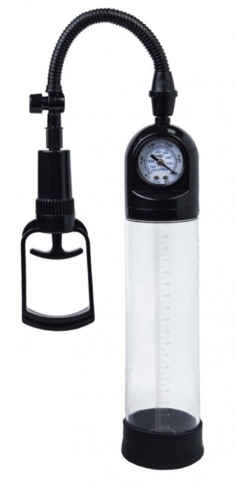 Чёрная вакуумная помпа A-toys с манометром и прозрачной колбой - A-toys - в Реутове купить с доставкой