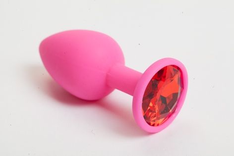 Розовая анальная пробка с красным кристаллом - 9,5 см. - 4sexdreaM - купить с доставкой в Реутове
