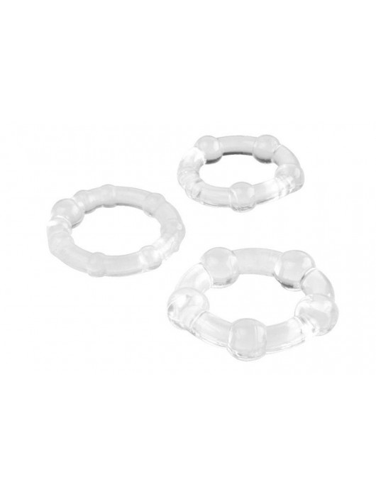 Набор из 3 прозрачных эрекционных колец с разным рельефом - A-toys - в Реутове купить с доставкой