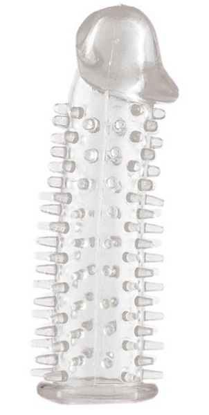 Прозрачная насадка на половой член с закрытой головкой и шипами - 12,5 см. - Toyfa Basic - в Реутове купить с доставкой