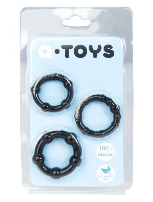 Набор из 3 чёрных эрекционных колец A-toys - A-toys - в Реутове купить с доставкой