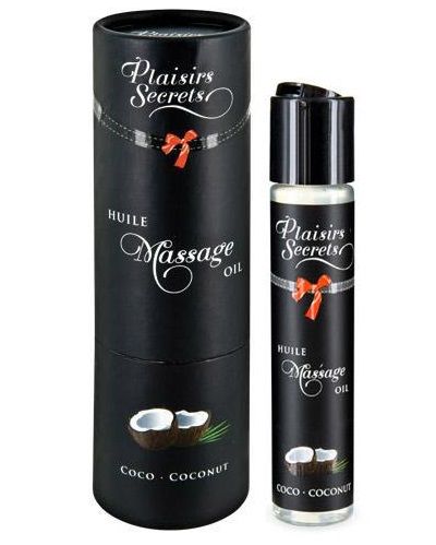 Массажное масло с ароматом кокоса Huile de Massage Gourmande Coco - 59 мл. - Plaisir Secret - купить с доставкой в Реутове